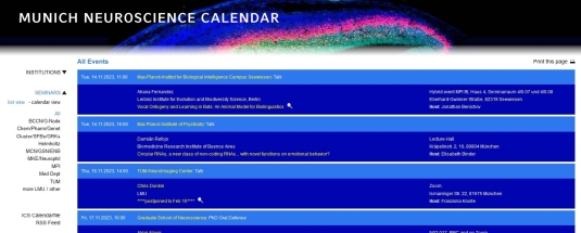 neuroscience calendar